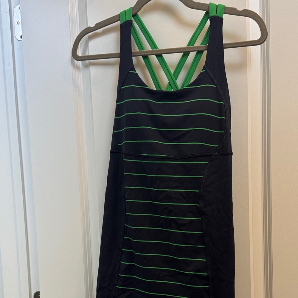 lululemon athletica Black Tank Top with Green Stripes